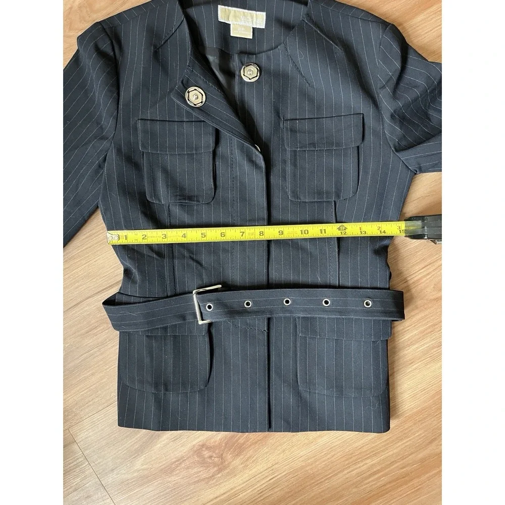 NEW Michael Kors Dark Navy‎ Blue Blazer Jacket Belted women SZ 2P